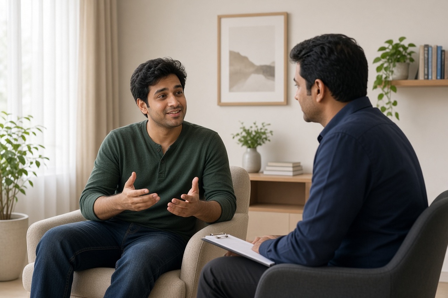 Therapist and client conversation